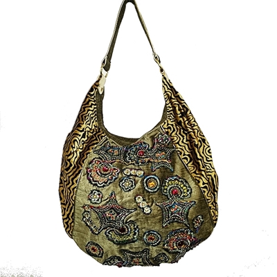 Wild Crystal Hobo Bag - Large Velvet Hobo. Multi Color With Crystal, Buy Cheap Handbags & Purses For Women At SignatureThings.com