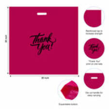 20 X 20 Pack of 100 Thank You Printed Merchandise Bags 2 Mil With Die Cut Handle - Infinite Pack