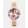 ASOS Rose Gold Floral Printed Dial Mesh Strap Watch