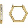 14K Yellow 1/8 CTW Diamond Geometric Hinged Huggie Earrings