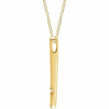 14K Yellow .015 CT Diamond Bar 16-18" Necklace