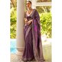 Plum Zari Weaved Silk Saree for Reception