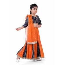 Ethnic Two Mix Printed Kali Flared Banarasi brocade Lehenga