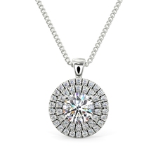 Round Double Halo Pendant with Plain Bail