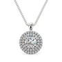Round Double Halo Pendant with Plain Bail