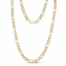 Men Necklace - 7mm Gold Stainless Steel Figaro Link Chain Necklace