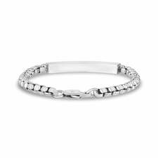 Mens Steel Bracelets - 5mm Round Box Engravable Steel ID Bracelet