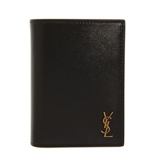 SAINT LAURENT YSL Monogram Bifold Leather Wallet, Main, color, BLACK