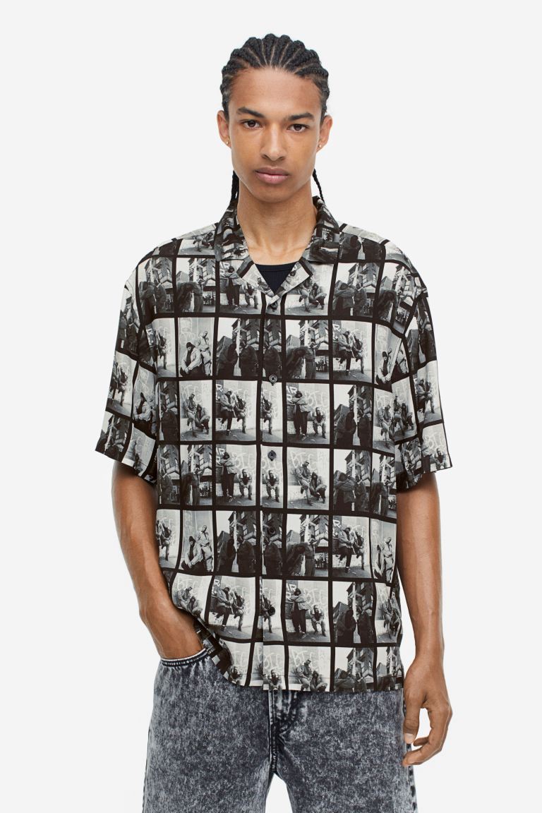 Relaxed Fit Patterned Resort Shirt - Black/The Notorious B.I.G. - Men