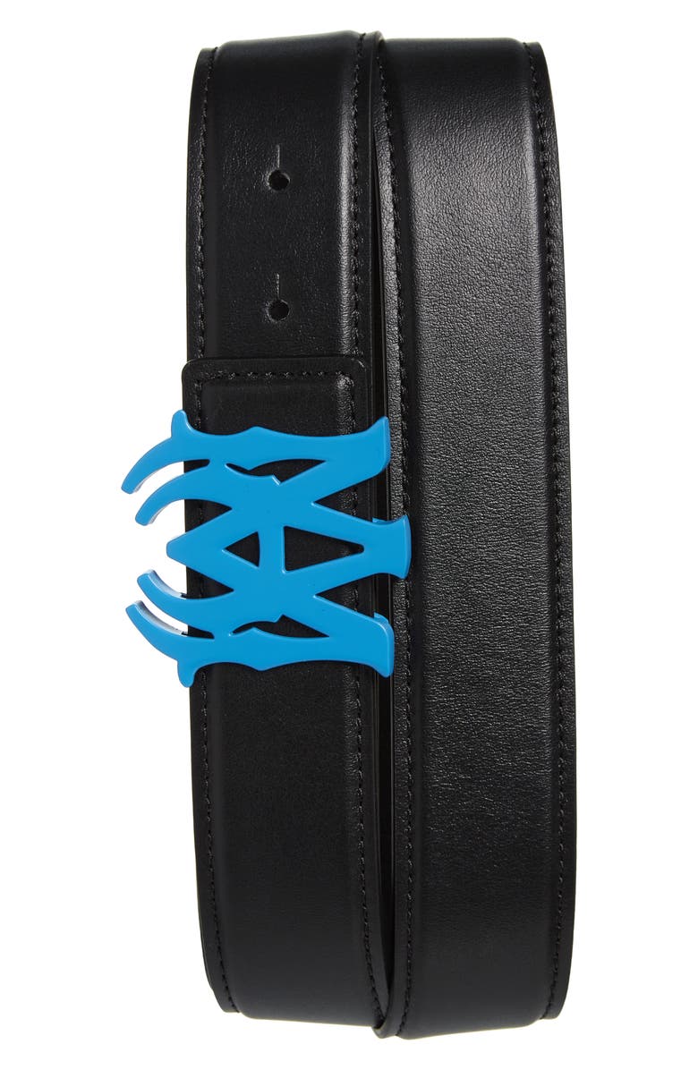 AMIRI Monogram Leather Belt, Main, color, BLACK