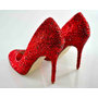 Custom Swarovski Burgundy Claret Red crystal encrusted embellished wedding Bridal peeptoe high heel court pump shoes