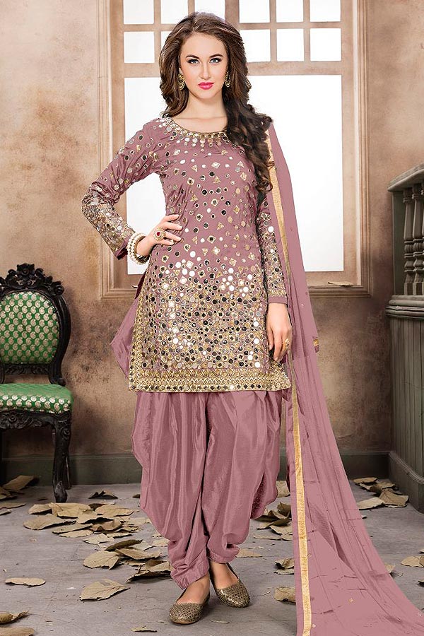 Mauve Patiala Suit for Wedd...