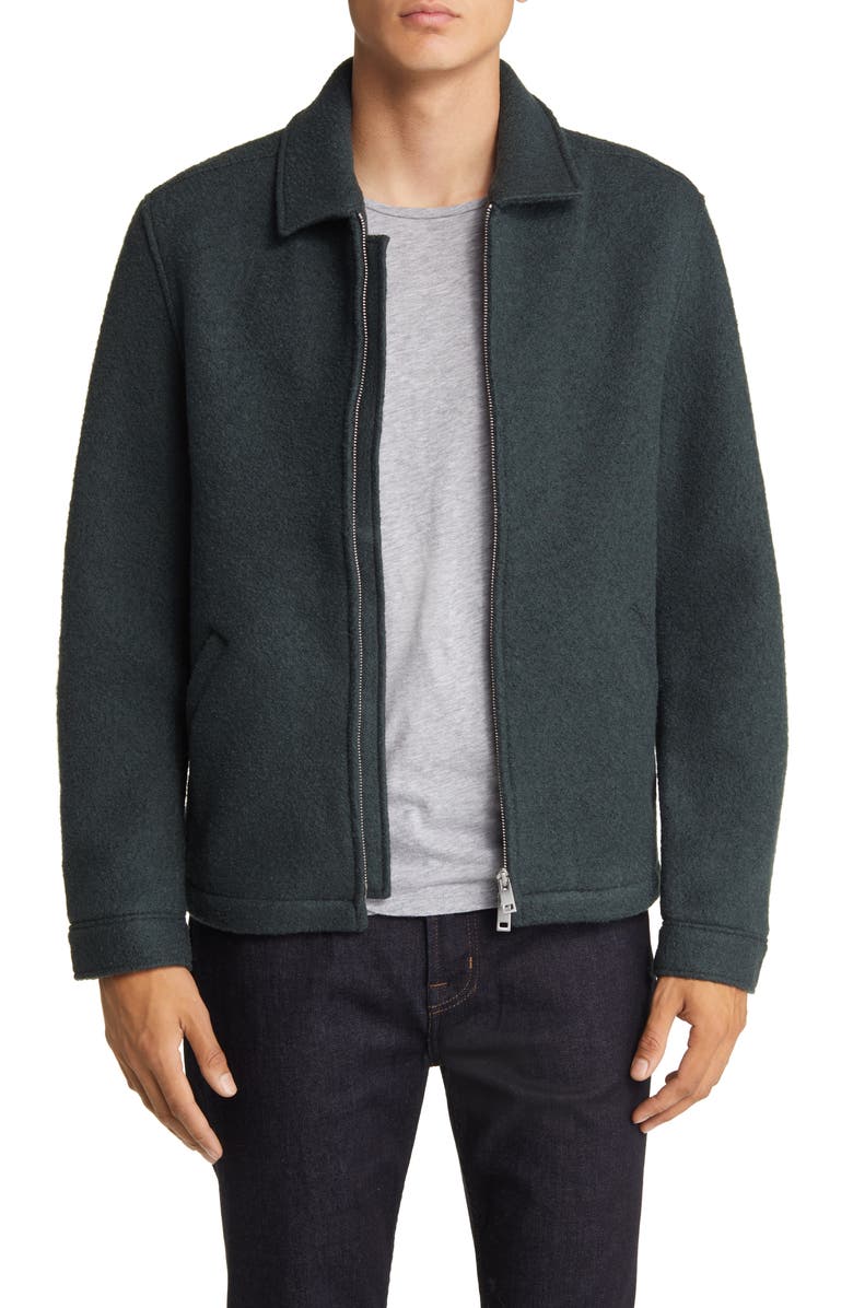 COS Zip Wool Jacket, Main, color, DARK GREEN