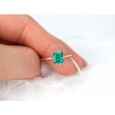 Ruth 8x6mm 14kt Gold Green Emerald Talon Prong Emerald Cut Solitaire Ring Engagement Ring, Rosados Box
