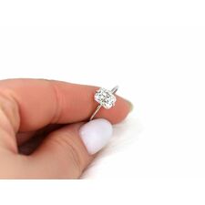 1.75cts Rita 8x6mm 14kt White Gold Moissanite Talon Prong Radiant Cut Solitaire Engagement Ring, Rosados Box