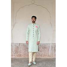 Aqua blue designer sherwani for groom