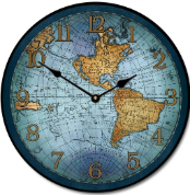 17 Cen Map Clock Blue