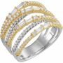 14k White/Yellow 1 Ctw Natural Diamond Negative Space Ring