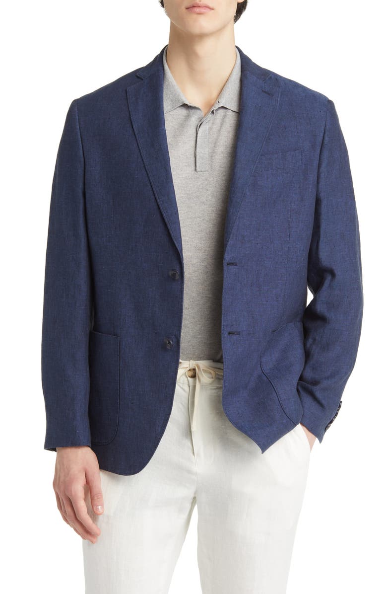 NORDSTROM Patch Pocket Linen Sport Coat, Main, color, BLUE TWILIGHT