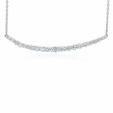 Fire and Ice Natural Diamonds 18K White Gold Curved Ciara Bar Necklace