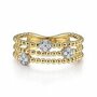 Gabriel Fashion 14K Yellow Gold Bujukan Diamond Cluster Stations Easy Stackable Ring