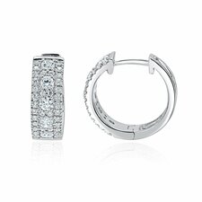 Fire and Ice Natural Diamonds 18K White Gold Wide Diamond Calypso Hoop Earrings