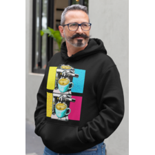 Men's Graphic Hoodies- Pop Art Coffee Machine Hooded Sweatshirt