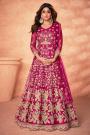 Pink Net Embroidered Anarka...