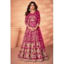 Pink Net Embroidered Anarkali Dress
