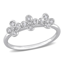 DIAMOND ACCENT FLORAL RING IN STERLING SILVER