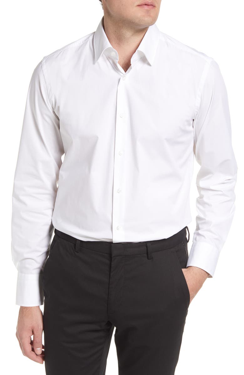 BOSS Hank Slim Fit Dress Shirt, Main, color, WHITE