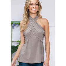 Acting Pro | Plus Solid Sleeveless Cross Neck Top