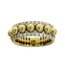 Damaso 18k Yellow Gold Beaded Diamond Band