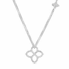 Roberto Coin 18K Princess Flower 30Mm Diamond Outline Pendant On 33 Chain