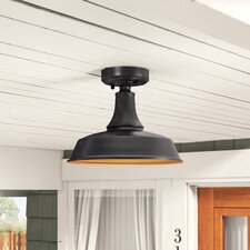 Gunnora Dark Bronze/Light Gold 12'' W 1 - Bulb Outdoor Semi Flush Mount