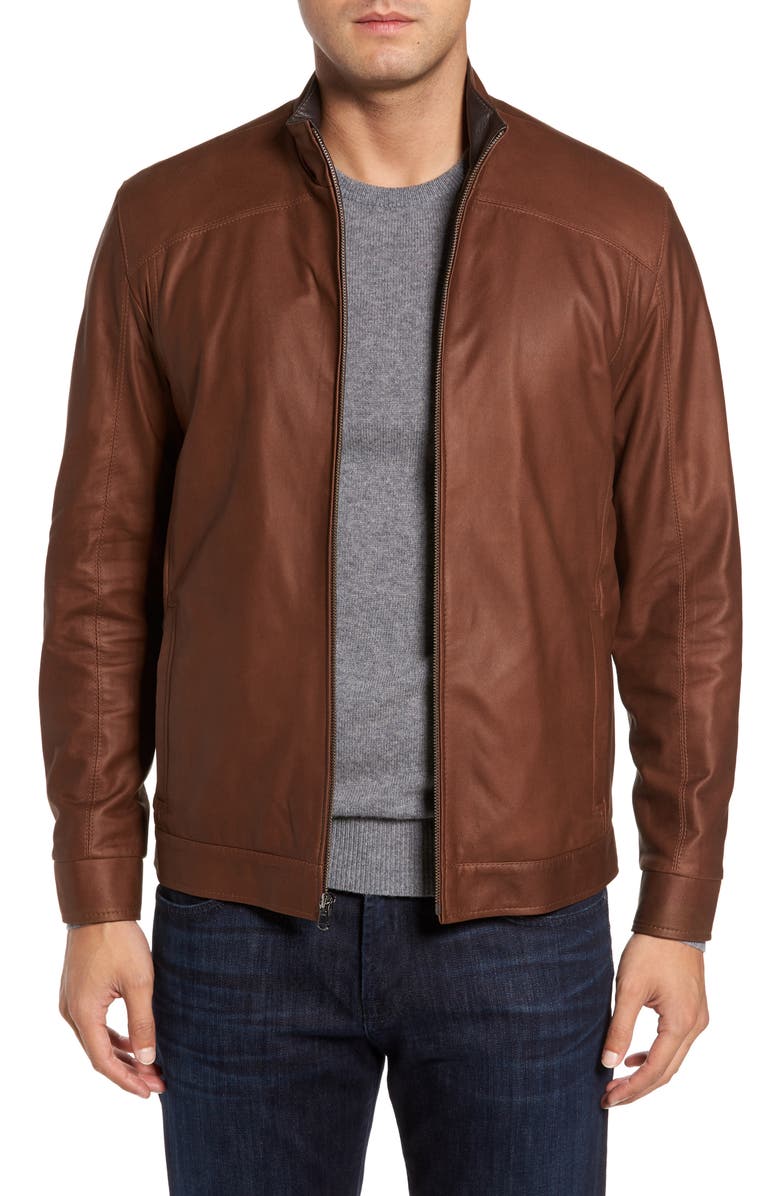 REMY LEATHER Leather Jacket, Main, color, DAKOTA/ COCOA