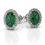 Oval Shape Emerald Earrings With Diamond in Gold / Platinum AGER-1070