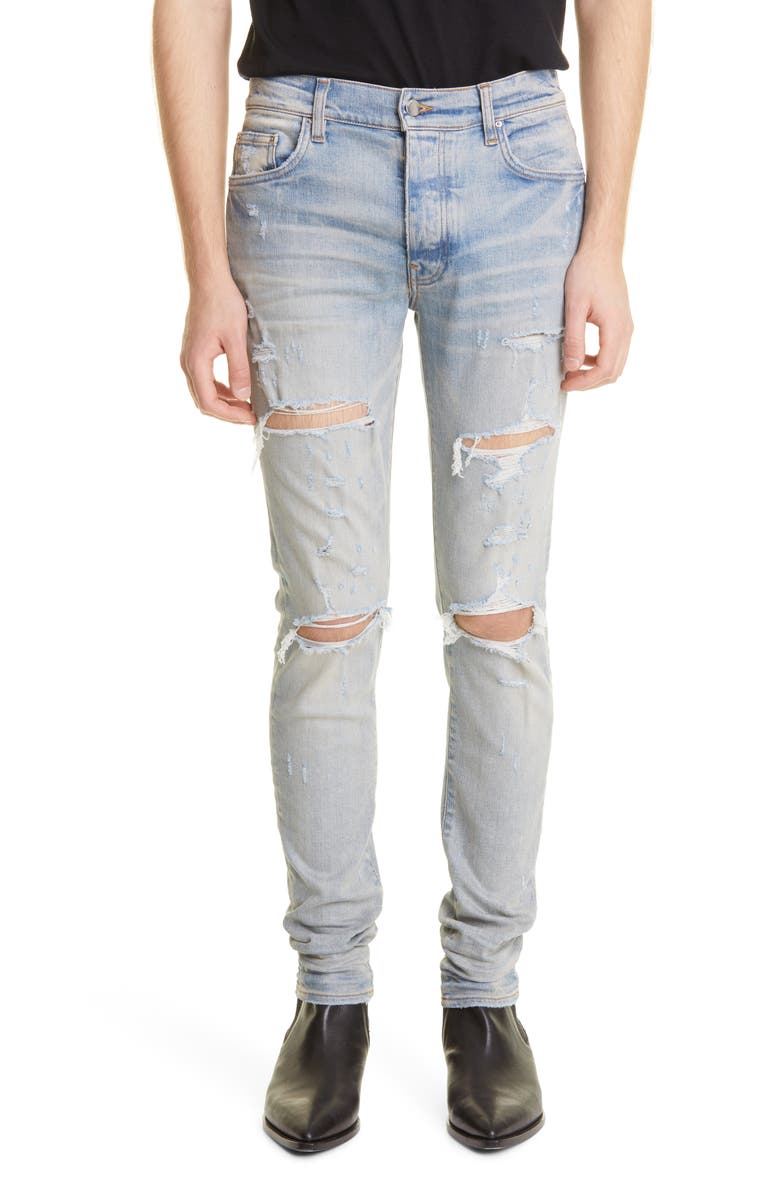 AMIRI Thrasher Plus Ripped Skinny Jeans, Main, color, CLAY INDIGO