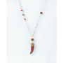 Gioconda Tintoretto Necklace Red Crystals And Jasper With A Fang Charm