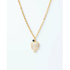 Filippo Massimo Gold-Plated Skull Charm &amp; Blue Aventurine Necklace