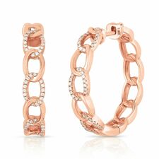 Gold and Diamond Chain Link Hoops