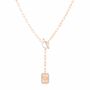 Fluted Baguette and Pave Diamond Lariat Necklace