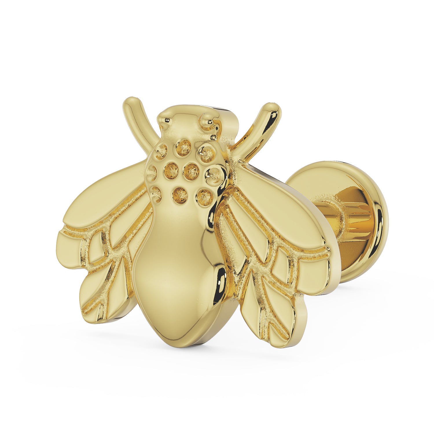 Bee 14K Gold Flat Back Earring