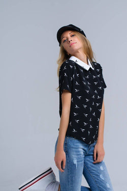 Birds will Fly Black /White Top