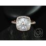 Shop Barra 10mm 14kt Rose Gold Round White Topaz and Diamond Cushion Halo Engagement Ring