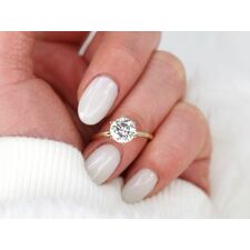 2ct Ready to Ship Elaine 8mm 14kt Rose Gold Forever One GH Moissanite Six Prong Solitaire Ring by Rosados Box