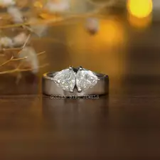 Trillion Cut Moissanite Two Stone Engagement Ring