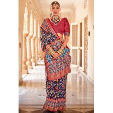Multicolor Silk Patola Print Saree With Belt
