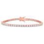 5 1/10 Ct Dew Created Moissanite-White Tennis 7" Bracelet Rose Plated Sterling Silver