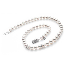 Mikimoto 18K White Gold Akoya Diamond 0.84Ct Pearl Necklace 
